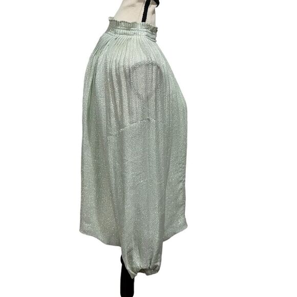 Marie Oliver green metallic Structured Marked Shoulder long sleeve top small - Picture 5 of 9